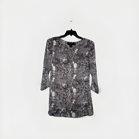 Shanghai Tang Tops - Shanghai Tang Silk Paisley Tunic Top Size 8 Glass Buttons  Designer Chic